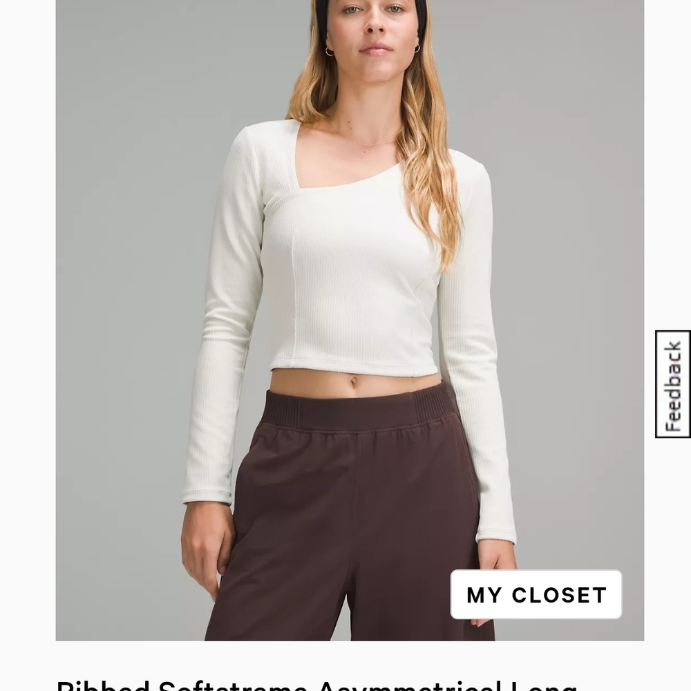 Lululemon Ribbed Softstreme Asymmetrical Long-Sleeve Shirt Bone Medium